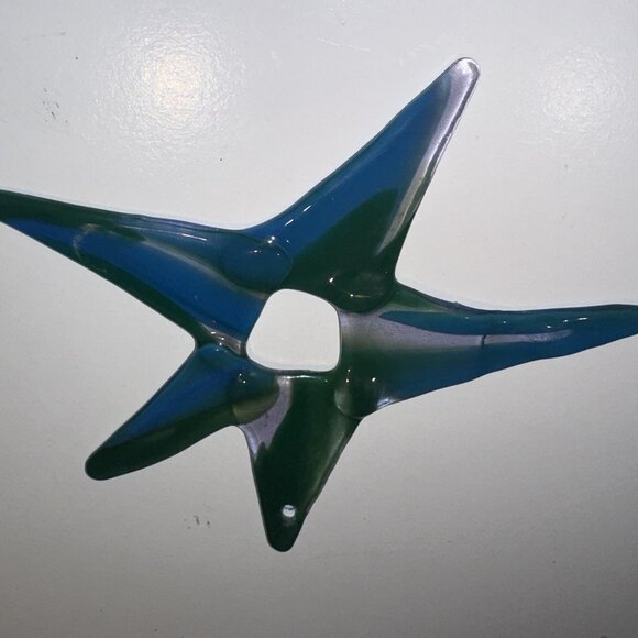 #5102 STAR MULTI COLOR 5 POINT ORNEMENT CIRCULAR FUSED SUN CATCHER  COLLECTABLE - Picture 2 of 13